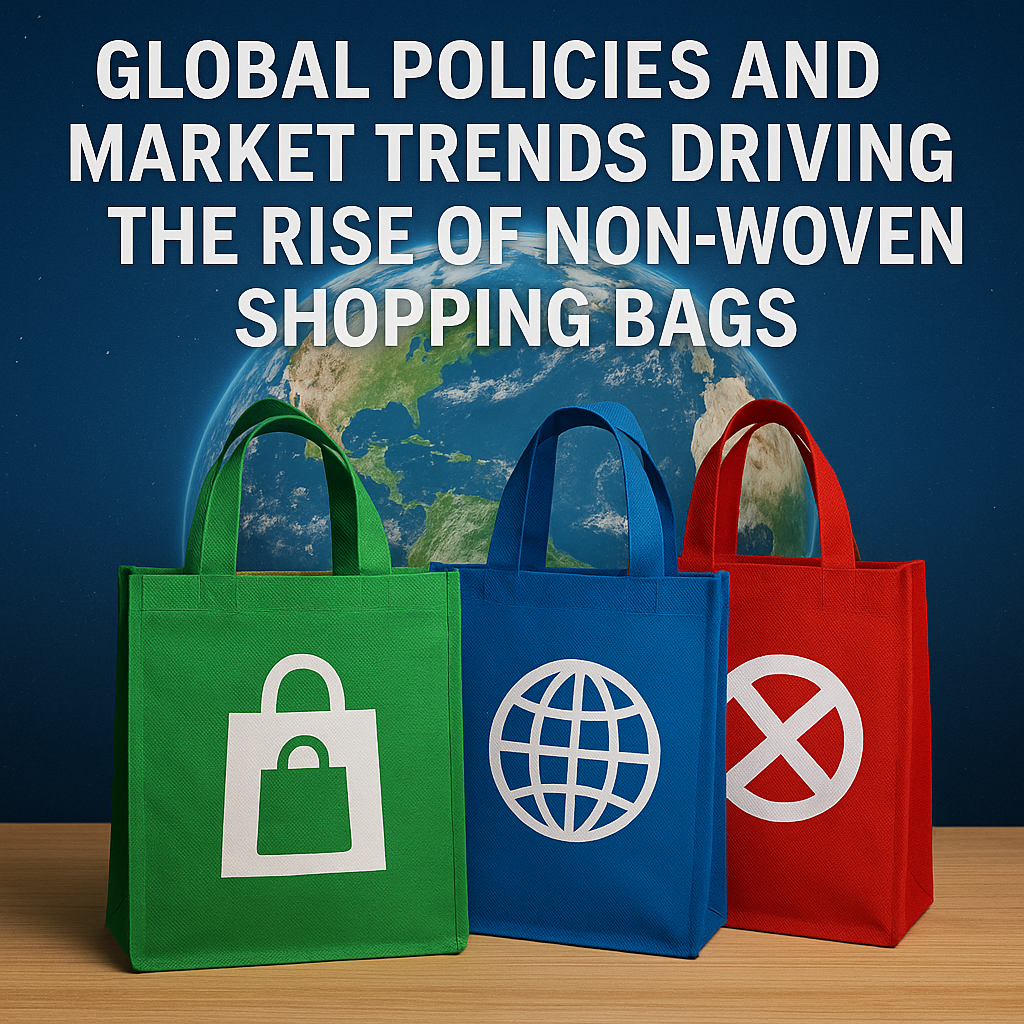 Non-woven shopping bags with global policy theme